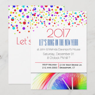 Colorful Confetti New Years Party Invitation