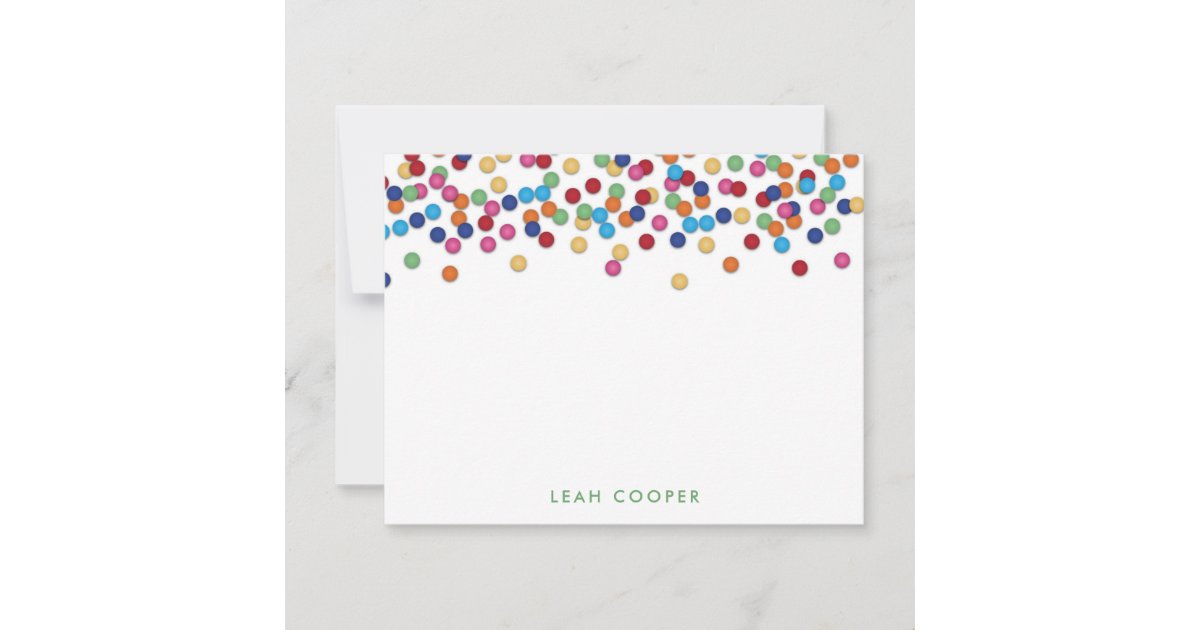 Colorful Confetti Note Card Zazzle