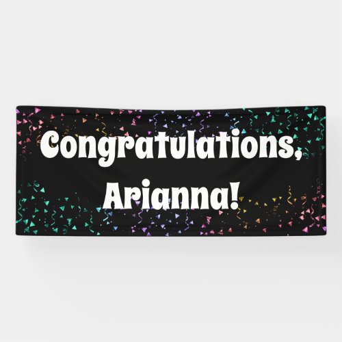 Colorful Confetti on Black Congratulations Banner