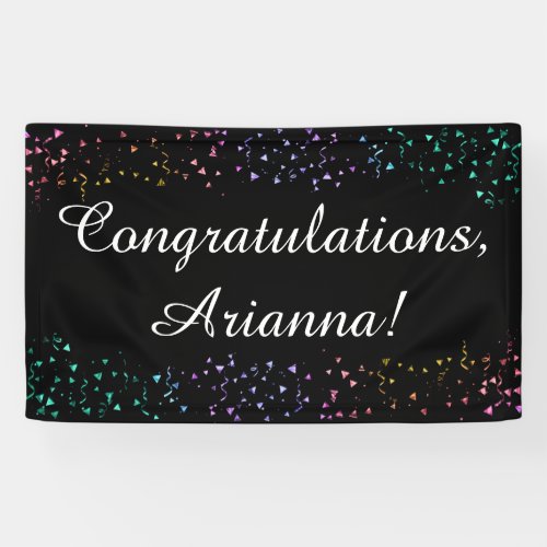 Colorful Confetti on Black Congratulations Elegant Banner