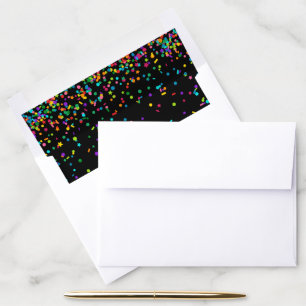 Colorful Confetti On Black Envelope Liner