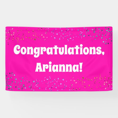 Colorful Confetti on Hot Pink Congratulations Banner