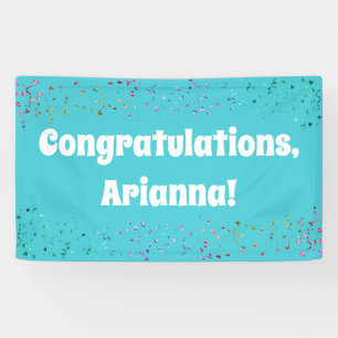 Colorful Confetti on Turquoise Congratulations Banner