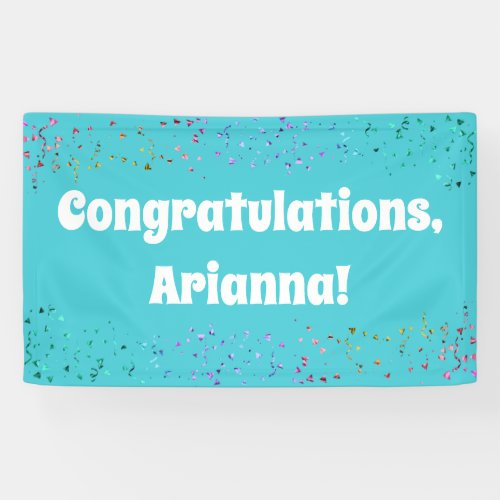 Colorful Confetti on Turquoise Congratulations Banner