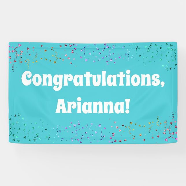 Colorful Confetti on Turquoise Congratulations Banner (Horizontal)