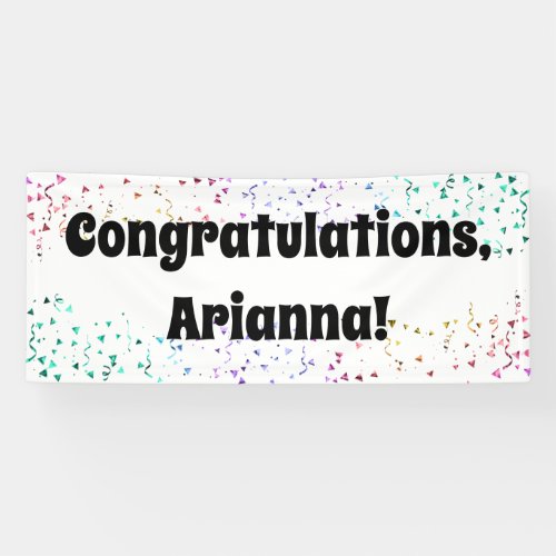 Colorful Confetti on White Congratulations Banner