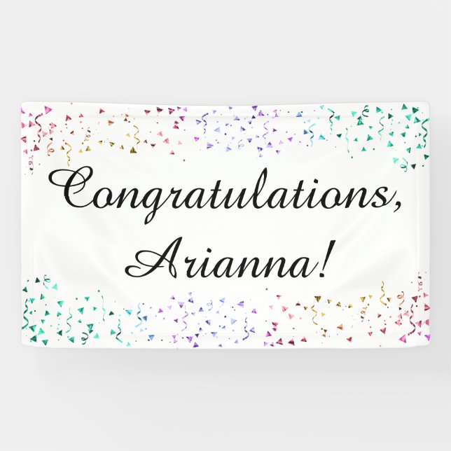 Colorful Confetti on White Congratulations Elegant Banner (Horizontal)