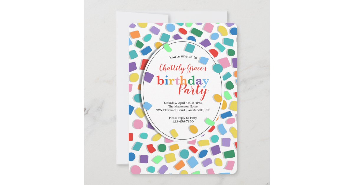 Colorful Confetti Party Invitation | Zazzle