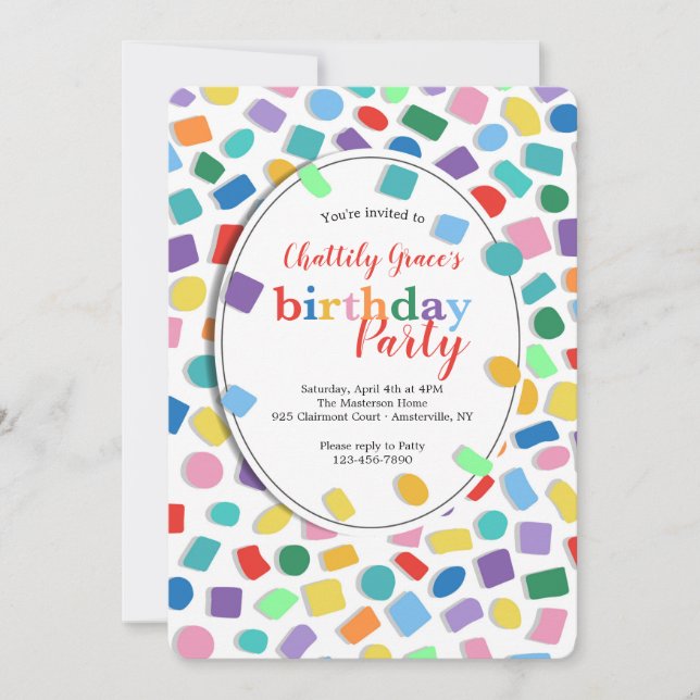 Colorful Confetti Party Invitation (Front)