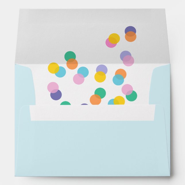Colorful Confetti Pastel Blue Envelope (Back (Bottom))