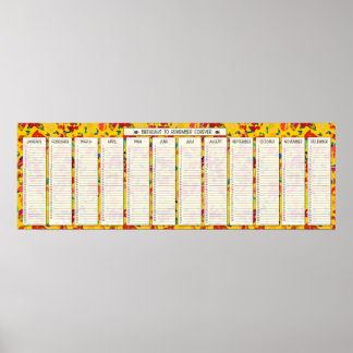 Colorful Confetti Perpetual Birthday Calendar Poster