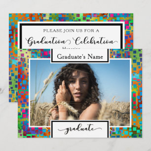 Colorful Confetti Photo Graduation Party Invitation