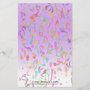 Colorful Confetti Pieces Violet Gradient Custom Stationery