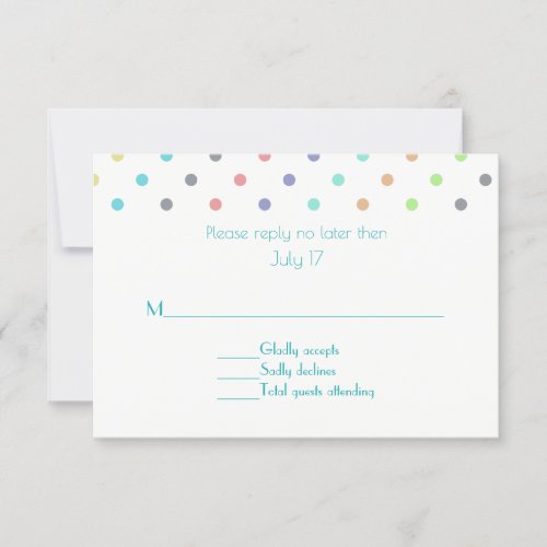 Colorful Confetti Polka Dot Wedding RSVP Card