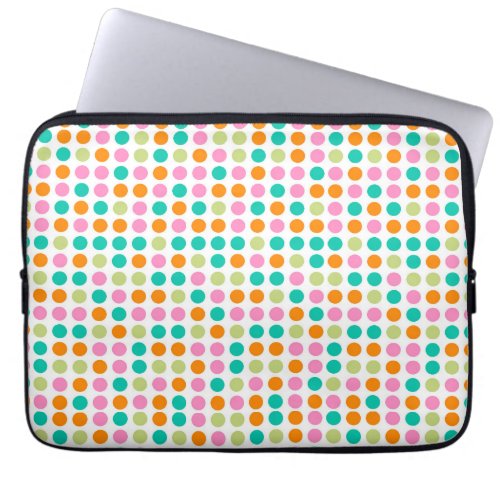Colorful confetti polka dots retro 60s art laptop sleeve