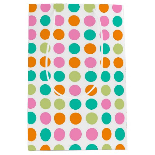 Colorful confetti polka dots retro 60s art medium gift bag