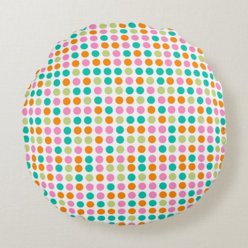 Colorful confetti polka dots retro 60s art  round pillow