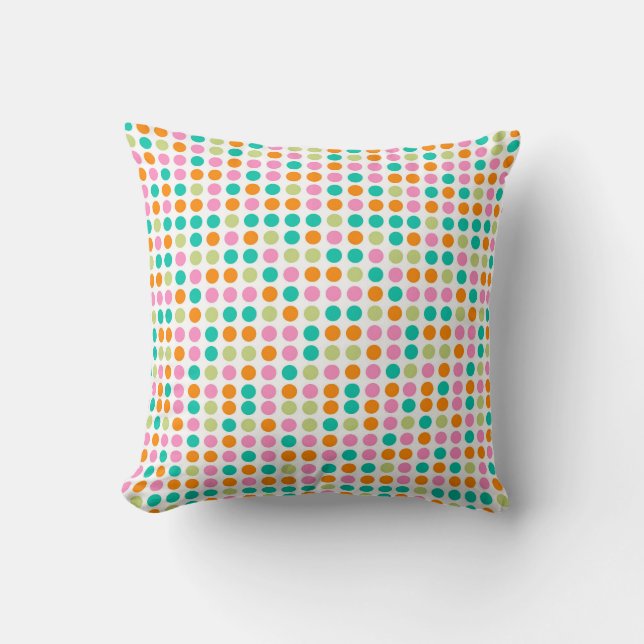Colorful confetti polka dots retro 60s art throw pillow (Front)