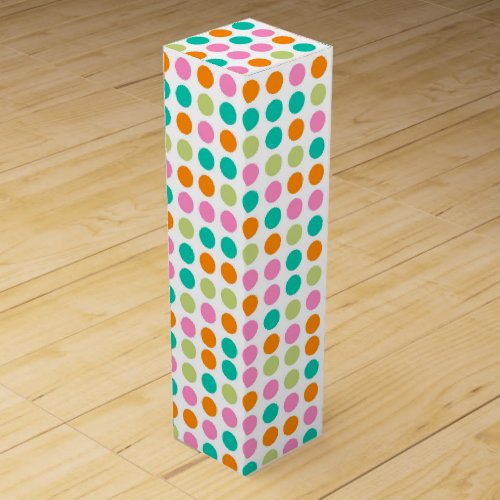 Colorful confetti polka dots retro 60s art  wine box