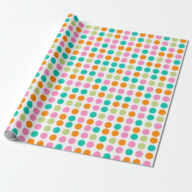 Colorful confetti polka dots retro 60s art wrapping paper (Unrolled)
