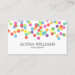 Colorful Confetti Rainbow Modern Fun Dots Business Card