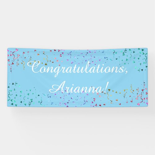 Colorful Confetti Script Congratulations Pale Blue Banner