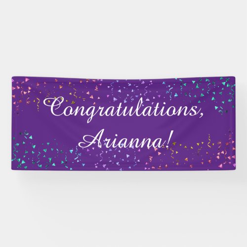 Colorful Confetti Script Congratulations Purple Banner