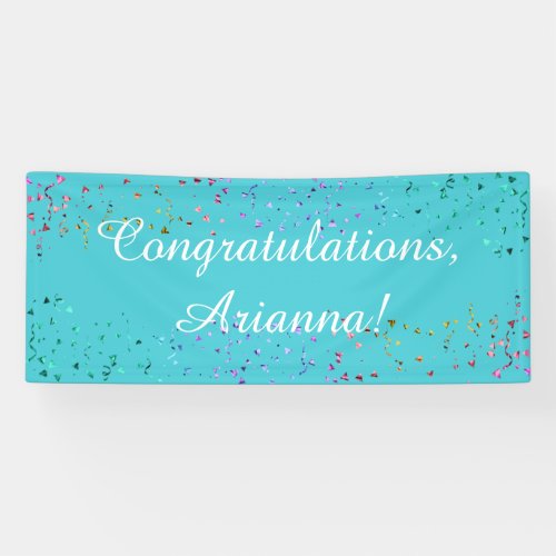 Colorful Confetti Script Congratulations Turquoise Banner