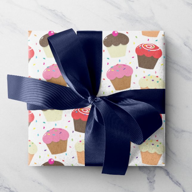 Colorful Confetti & Sprinkles Cupcakes Wrapping Paper (Creator Uploaded)