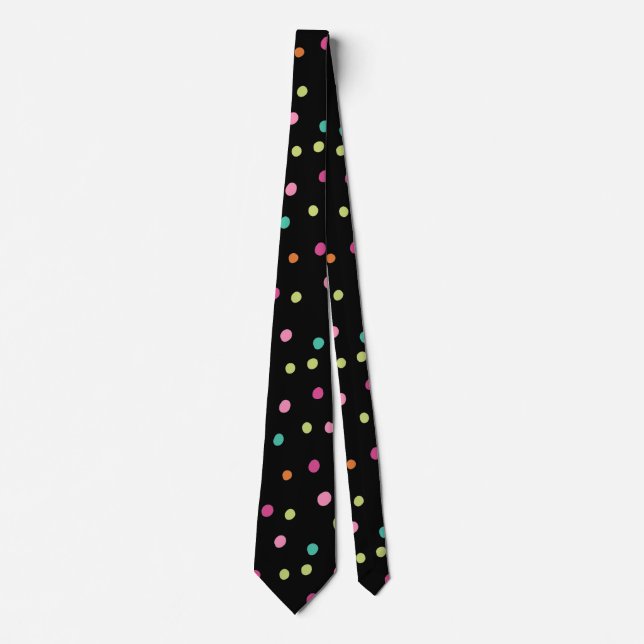 Colorful confetti sprinkles polka dot party neck tie (Front)