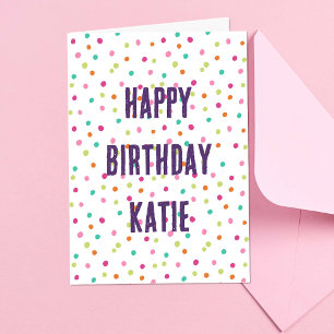 Colorful confetti sprinkles polka dot rainbow card