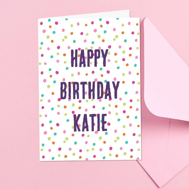 Colorful confetti sprinkles polka dot rainbow card (Creator Uploaded)