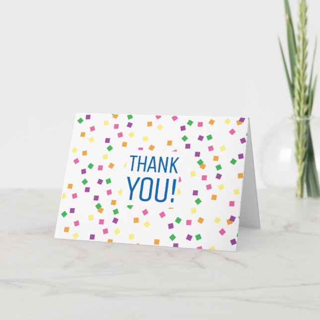 Colorful Confetti Squares | Thank You Card (Front)