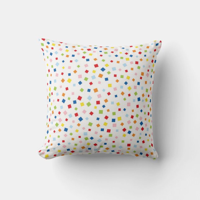 Colorful Confetti Squares Throw Pillow (Front)