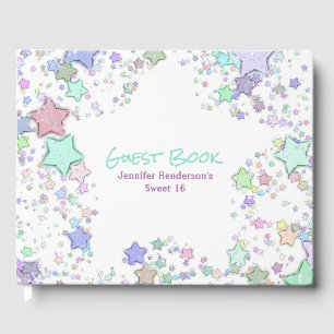 Colorful Confetti Stars Guest Book