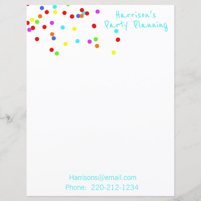 Colorful Confetti Stationery (Front)