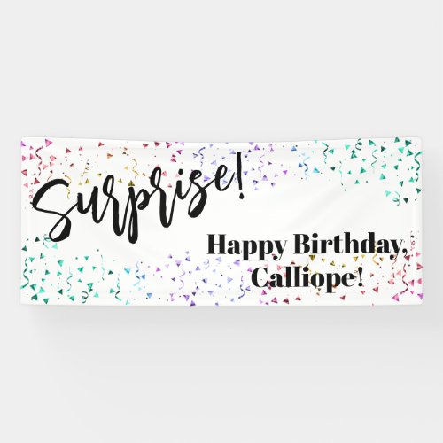 Colorful Confetti Surprise Birthday Party Banner
