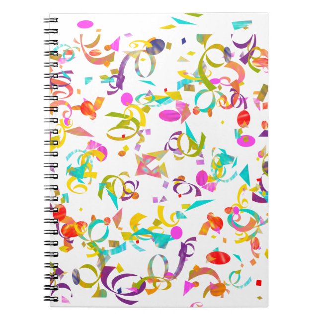 Colorful Confetti Toss Background Notebook (Front)