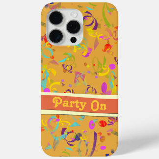 Colorful Confetti Toss Background Over Orange iPhone 15 Pro Max Case