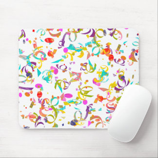 Colorful Confetti Toss Over A White Background Mouse Pad