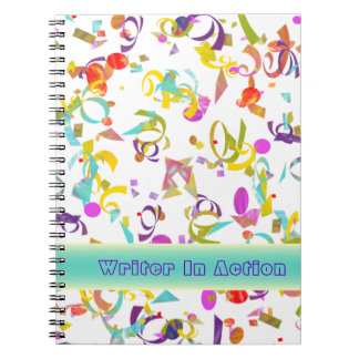 Colorful Confetti Toss Over White Template Notebook