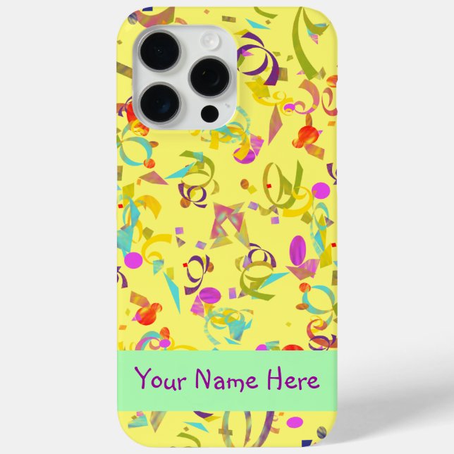 Colorful Confetti Toss Over Yellow Case-Mate iPhone Case (Back)