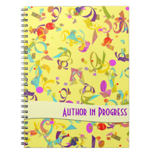 Colorful Confetti Toss Over Yellow Template Notebook