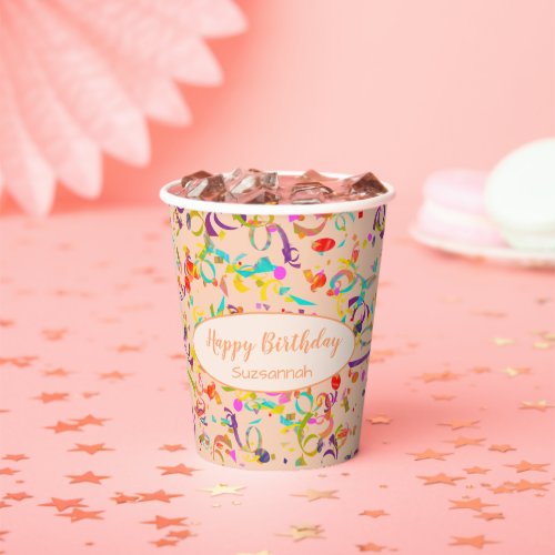 Colorful Confetti Toss Special Occasion Custom   Paper Cups