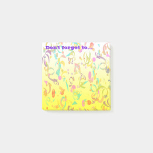 Colorful Confetti Toss Yellow Background Custom Post-it Notes