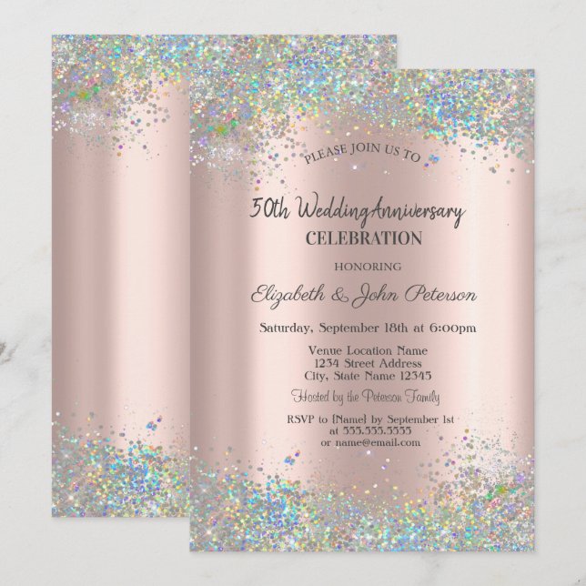 Colorful Confetti Wedding Anniversary Invitation (Front/Back)