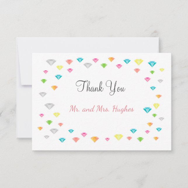 Colorful Confetti Wedding Thank You Card  (Front)