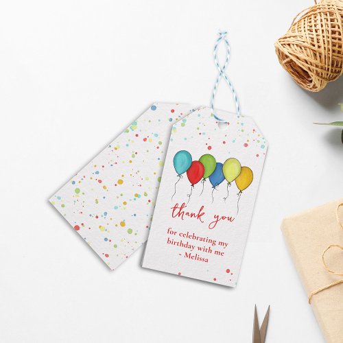 Colorful Confetti Whimsical Calligraphy Ballooons Gift Tags