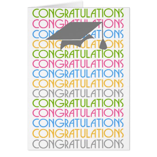 Colorful congrats cap graduation customizable card (Front)