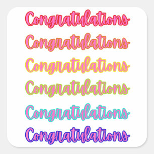 Colorful Congratulations Text For Graduation Square Sticker